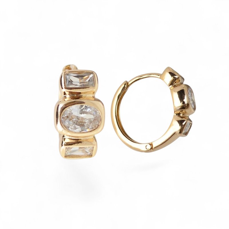 18k鍍金女士環形耳環 禮物推薦 KB17 - 耳環/耳夾/耳骨夾 - 銅/黃銅 金色