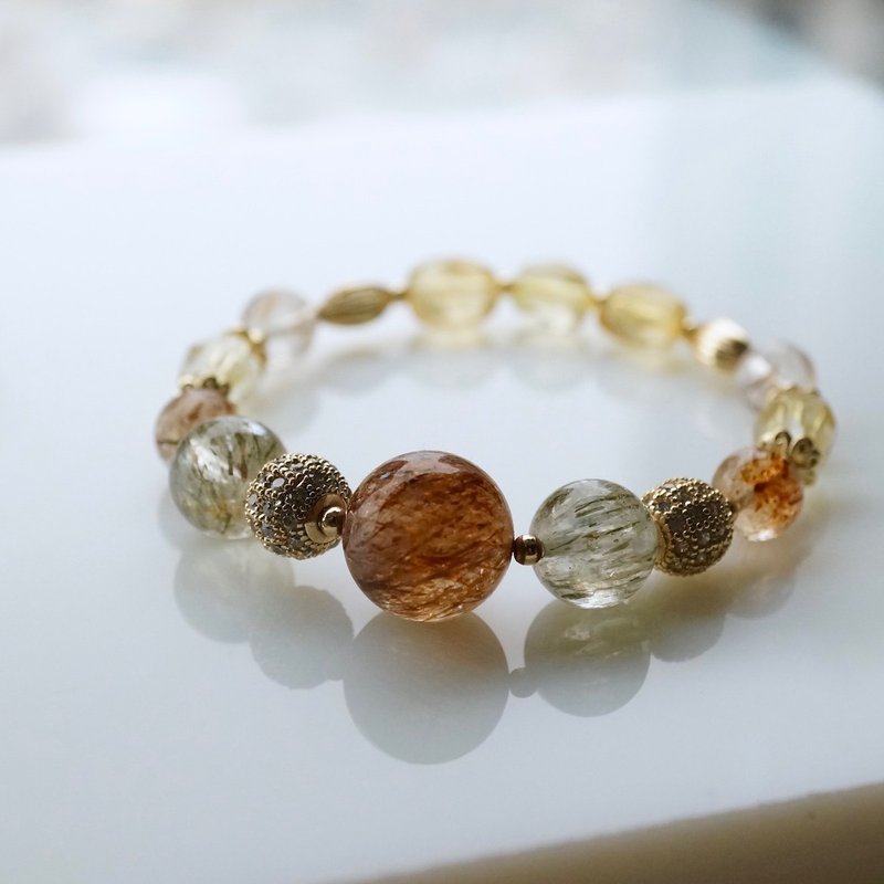 ITS-B622【Design Style·Black Gold Super Seven】Elastic Bracelet - Bracelets - Gemstone Gold