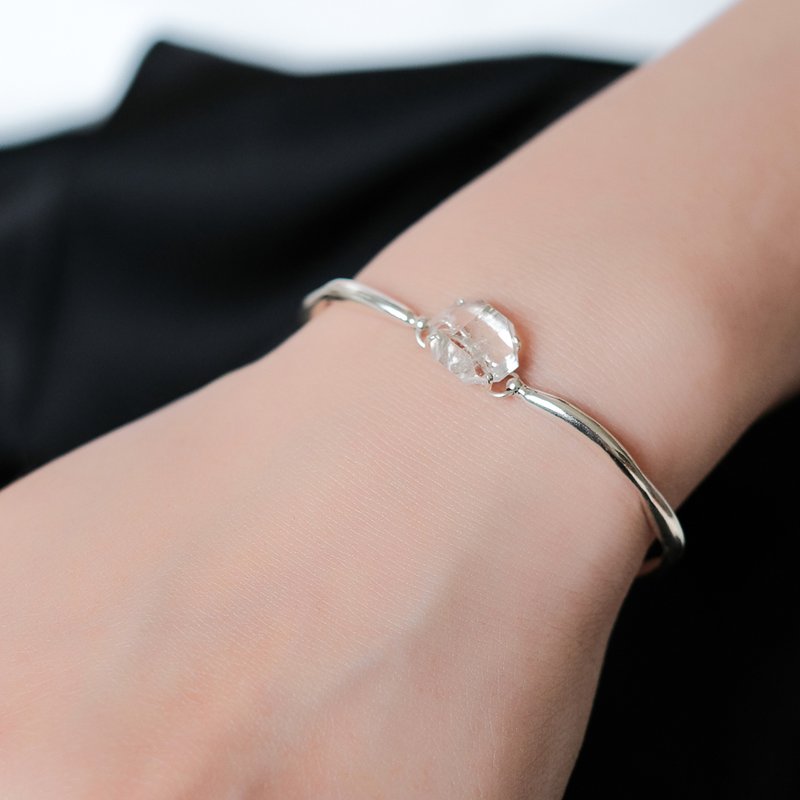 Space Ice - Magenta Mist - Iceberg Herkimer Diamond Bracelet (Silver) - สร้อยข้อมือ - เงินแท้ สีเงิน