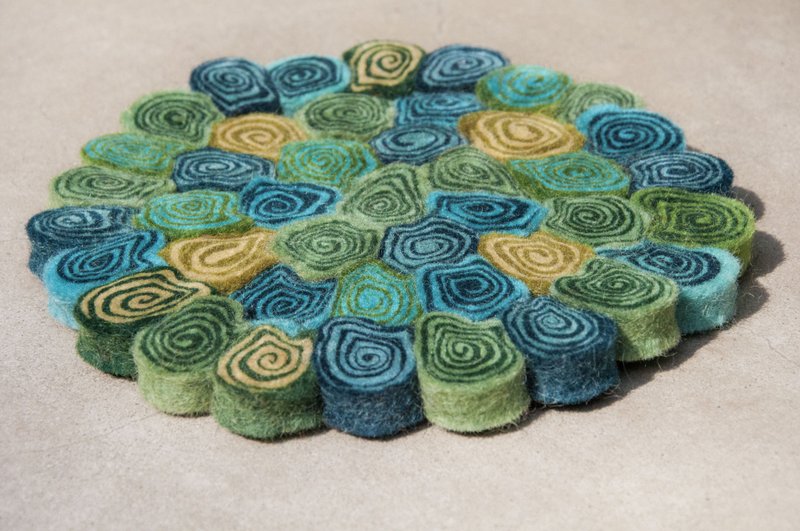 Wool Felt Rainbow Insulated Mat Pot Wool Felt Pot Mat-Swirl Matcha Tropical Fruit Tea Round Pot Mat - Place Mats & Dining Décor - Wool Multicolor