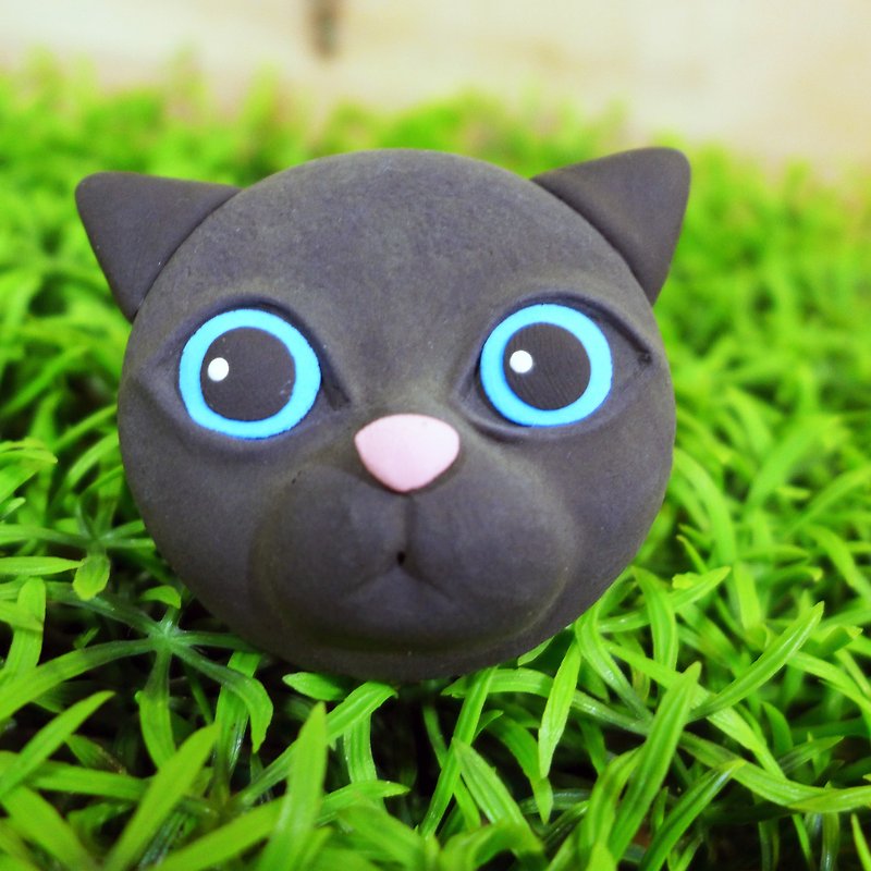 【Saturn Ring】 Black Cat One Key Ring | Merry Planet Series | Saturn Ring Pet Planet: Cat (Black) | Light Earth Creation. Water repellent. Can change necklace / magnet / pin - ที่ห้อยกุญแจ - ดินเหนียว สีดำ
