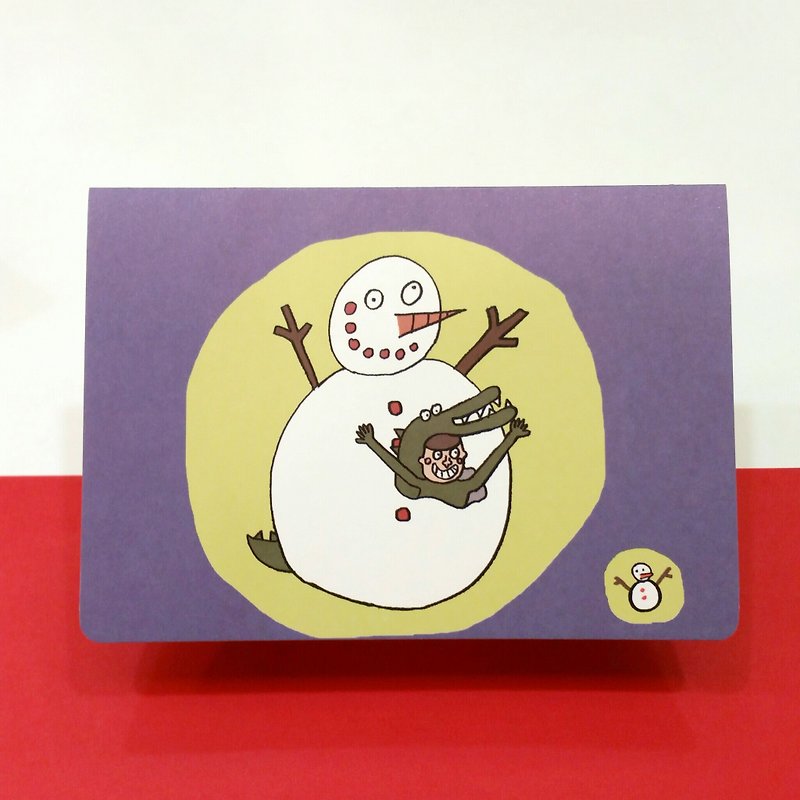 Snowman hiding inside / folded Christmas cards - การ์ด/โปสการ์ด - กระดาษ หลากหลายสี