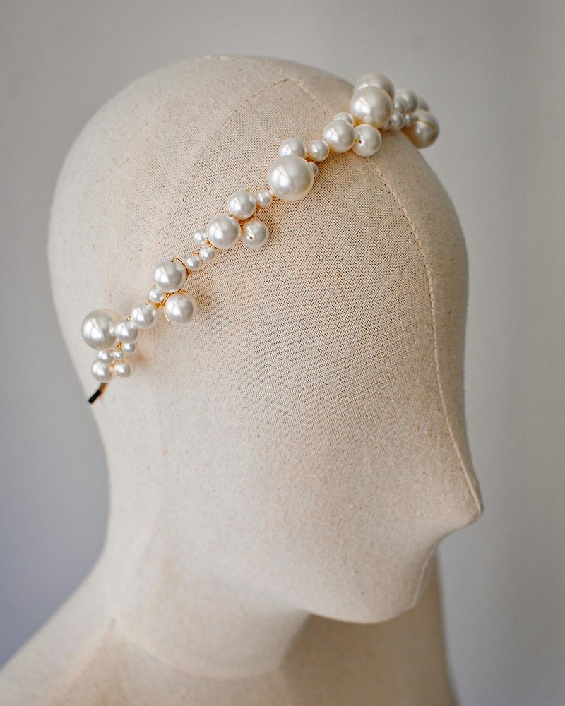 White Pearl Headband - เครื่องประดับผม - ไข่มุก ขาว