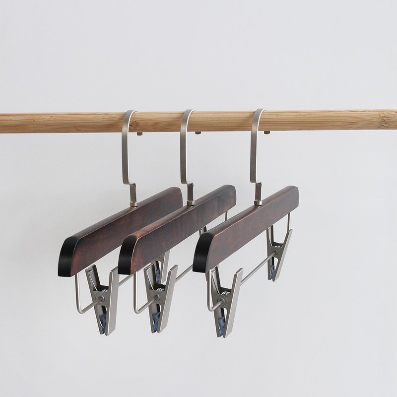 Retro log trousers hanger (10 sets) / clothes hook storage - ตะขอที่แขวน - โลหะ สีนำ้ตาล