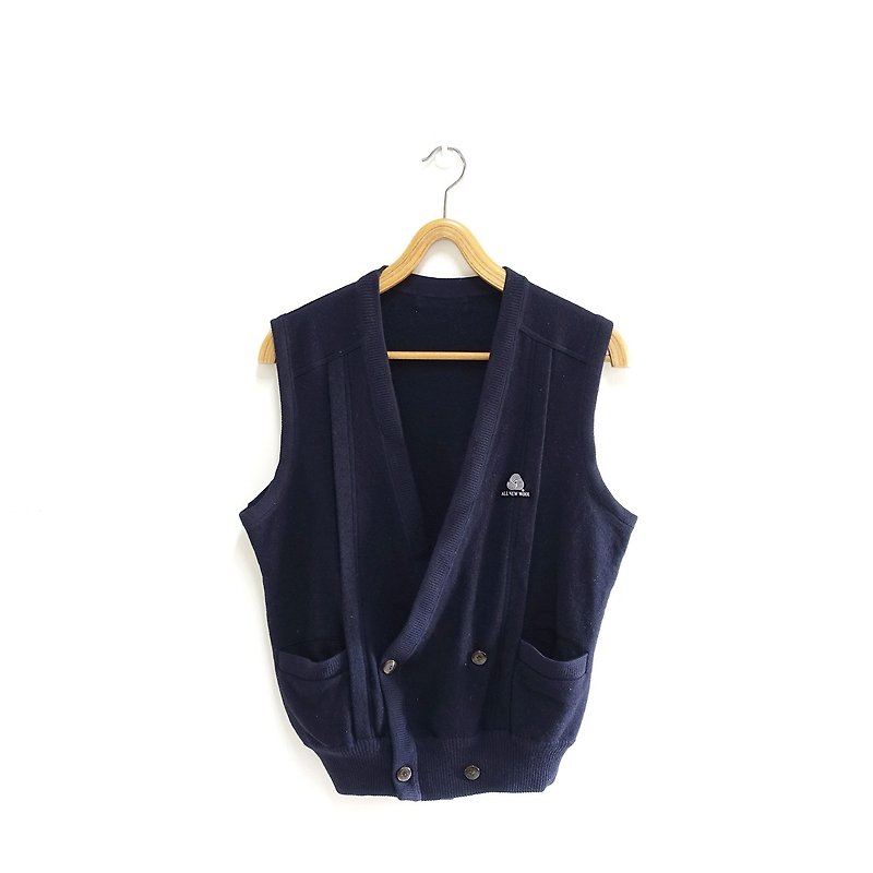 │Slowly│Times - Vintage wool vest │vintage.Retro.Literature - เสื้อกั๊กผู้ชาย - ขนแกะ สีน้ำเงิน