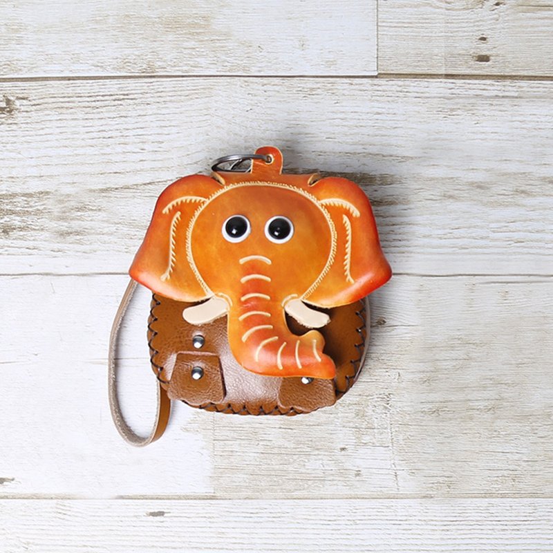 手工零錢包 牛皮可愛隨身包 卡通錢包 - 零錢包/小錢包 - 真皮 咖啡色