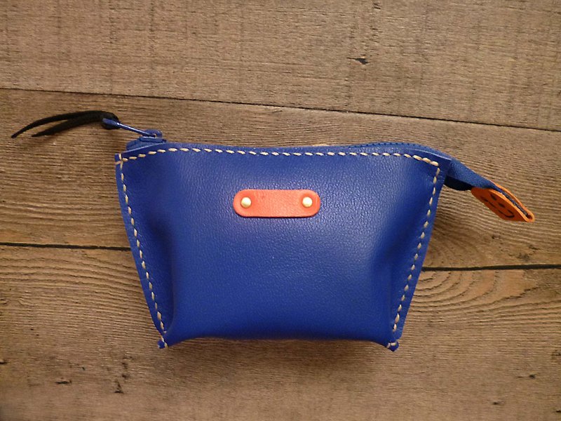 POPO│ fashion blue │ cow leather wallets │ - Coin Purses - Genuine Leather Blue