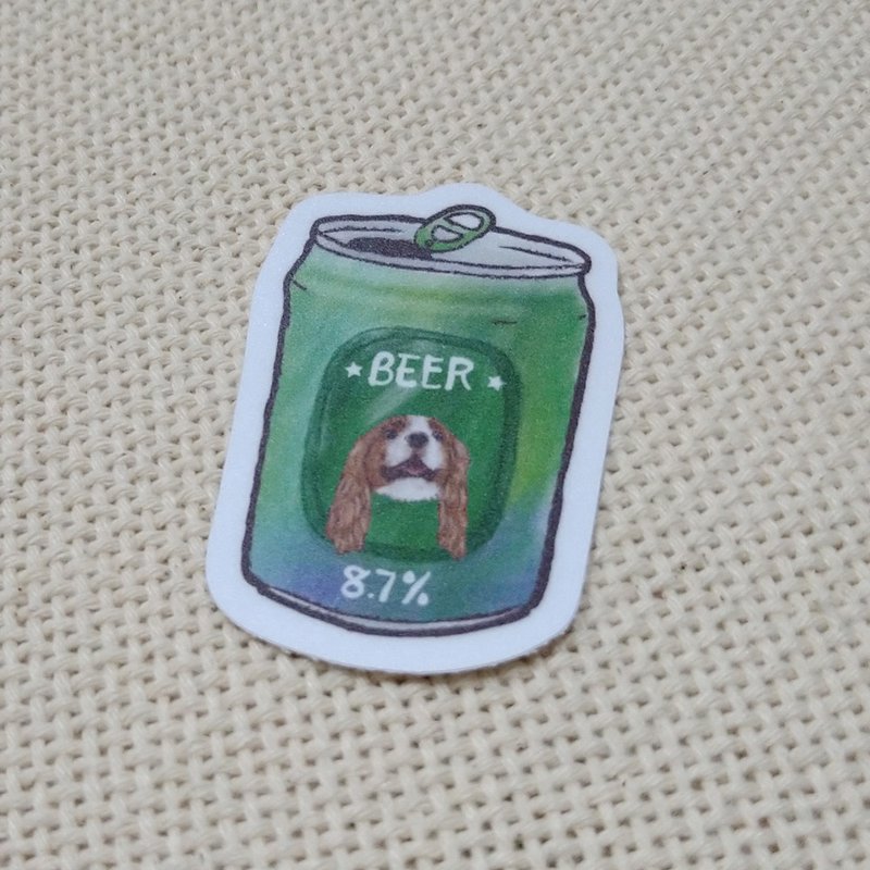 King Charles Spaniel Beer-Waterproof Car Sticker-Luggage Sticker-Benz Cat_Waterproof Sticker - สติกเกอร์ - วัสดุกันนำ้ 