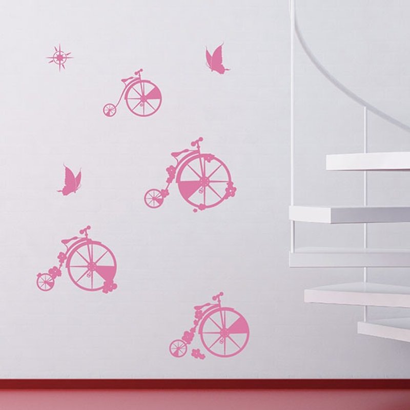 Smart Design 創意無痕壁貼◆花漾單車行(8色可選) - 牆貼/牆身裝飾 - 紙 藍色