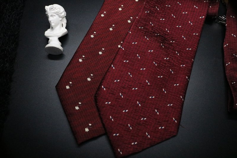 红色桑蚕丝编织纹领带/婚礼正装necktie - 領帶/領帶夾 - 絲．絹 紅色