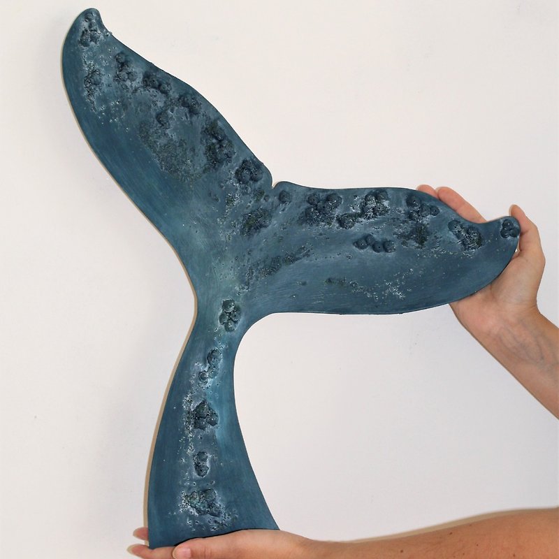 木頭 壁貼/牆壁裝飾 藍色 - Blue Wooden whale tail, Nautical decor, Coastal Decor Ideas