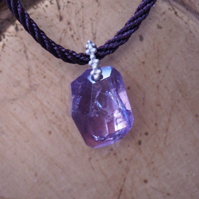 天然紫水晶 隨形切面 虹光現象 彩虹紫水晶 Amethyst Rainbow - 鎖骨鍊 - 水晶 紫色