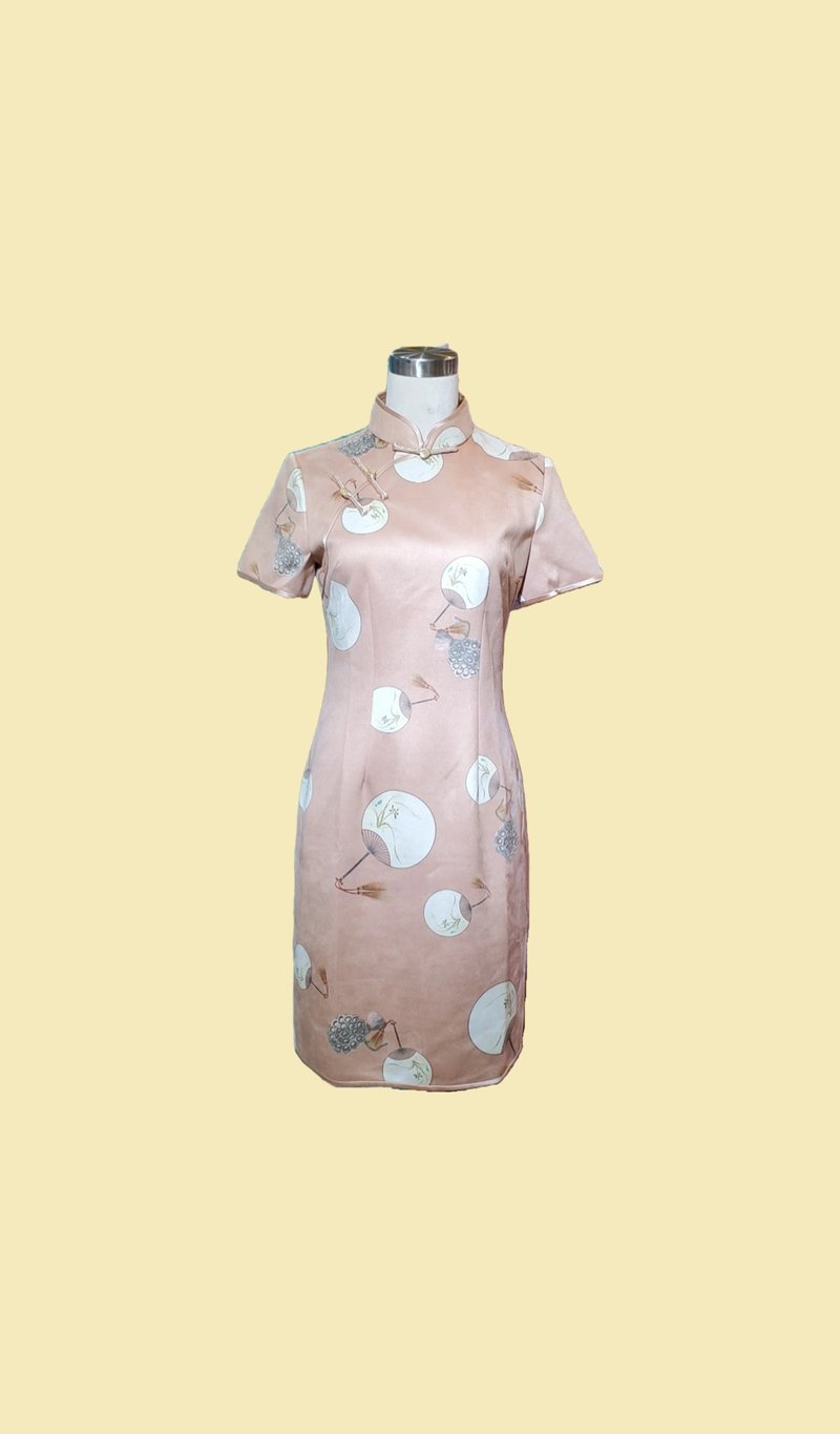 VINTAGE 悅裳 港式 復古旗袍 春裝 華服 連身裙 仿麂皮绒旗袍 - 旗袍/改良式旗袍 - 棉．麻 粉紅色
