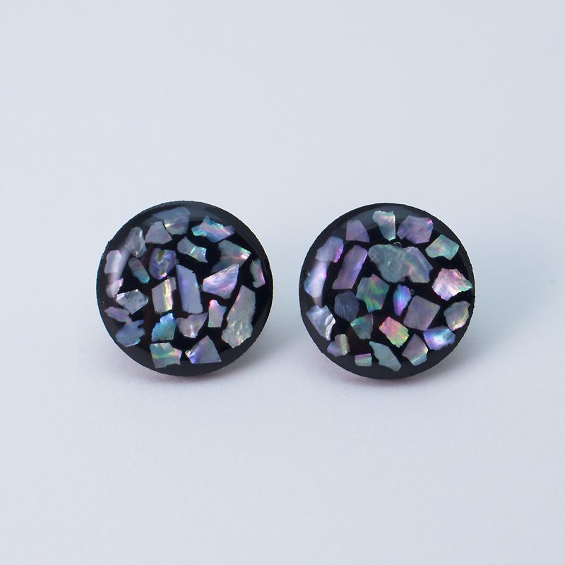 pearl mosaic earrings (black) - ต่างหู - เปลือกหอย สีดำ