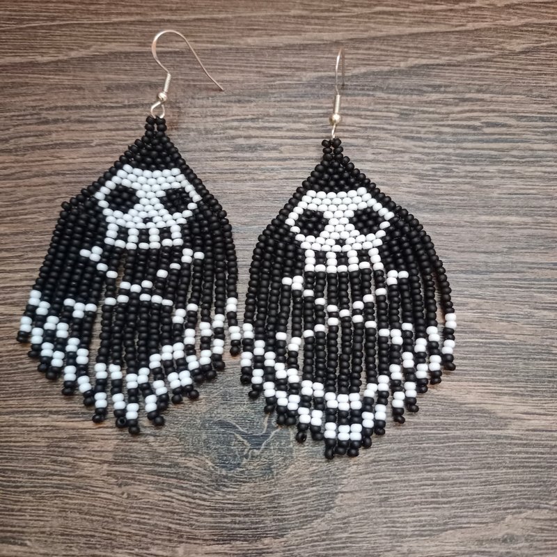 Halloween Pirate earrings Halloween Themed earrings for Halloween Pirate earring - ต่างหู - เงินแท้ สีดำ