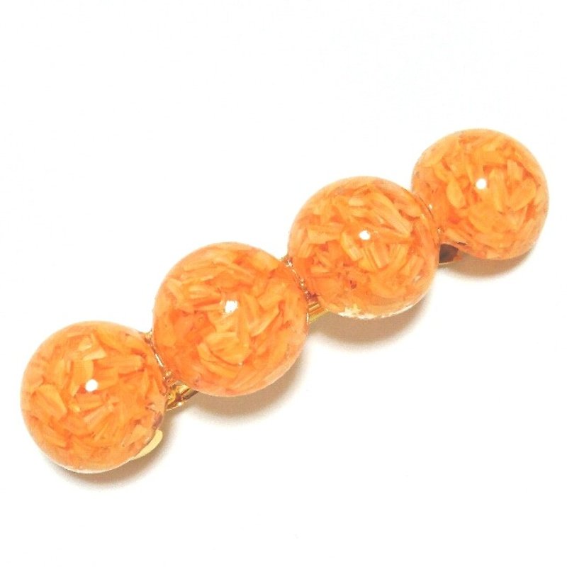 Plenty of dried flowers ♪ Valletta (orange) barrette ・ orange - Hair Accessories - Other Metals Orange