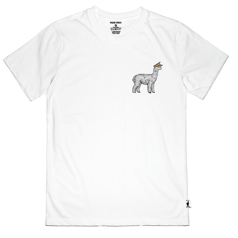 British Fashion Brand -Baker Street- Alpaca Parade Printed T-shirt - เสื้อยืดผู้ชาย - ผ้าฝ้าย/ผ้าลินิน 