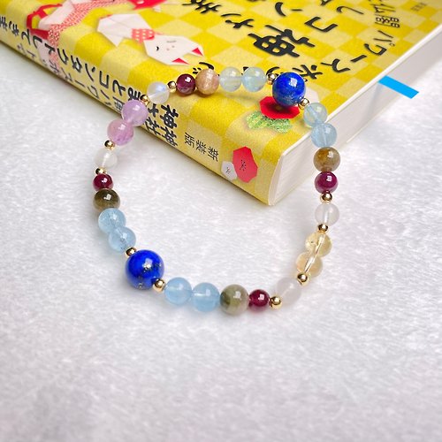Hoshino Jewelry Kan 海藍寶 事業運 天然水晶 日本手作 禮物 能量石手鍊