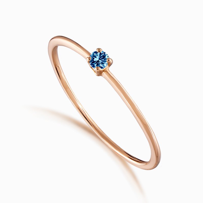 K gold ring Katherine 5 points blue diamond ring classic shining - แหวนทั่วไป - เครื่องประดับ หลากหลายสี