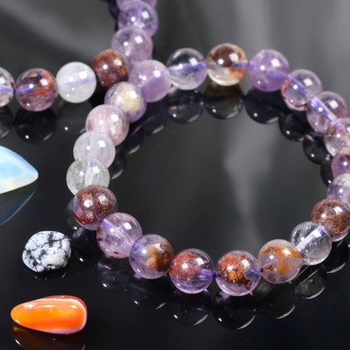 Septetone 能量水晶 紫幽靈天然水晶手鍊│9mm 異象水晶 招貴人 愛情人緣 心靈療癒