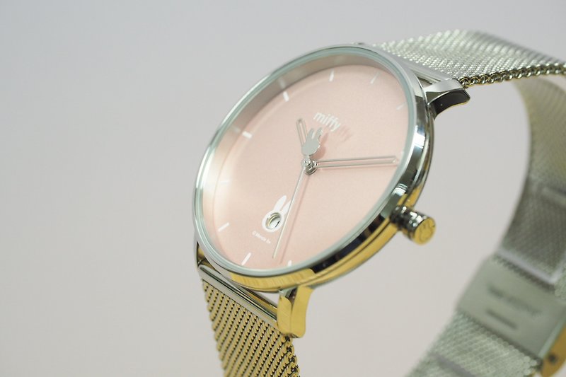 【Pinkoi ×miffy】フェエット×ミッフィー ライフスタイル レザー＋スチールバンドセットウォッチ ピンク - 腕時計 - ステンレススチール ピンク