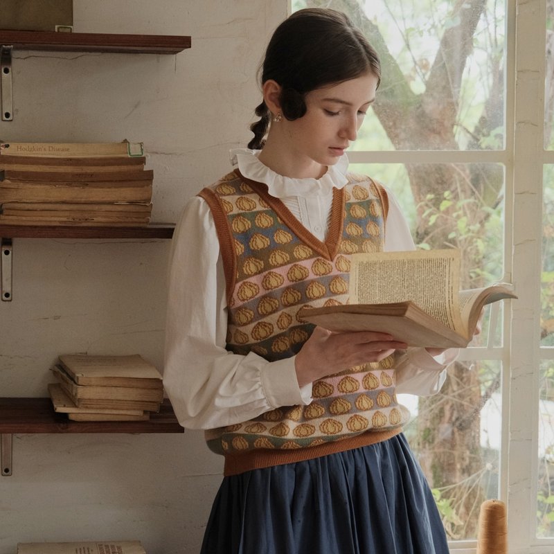 MintCheese 經典北歐復古彩繪栗子背心 2.0 全羊毛升級版 - 背心/無袖上衣 - 羊毛 多色