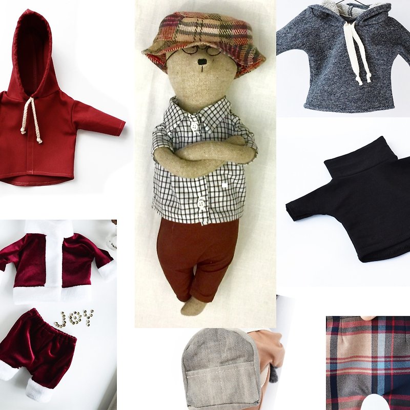 PK-Outdoor style PK Bear 40CM luxury gift set (with 5 pieces of clothing/1 backpack) - ตุ๊กตา - ผ้าฝ้าย/ผ้าลินิน สีกากี