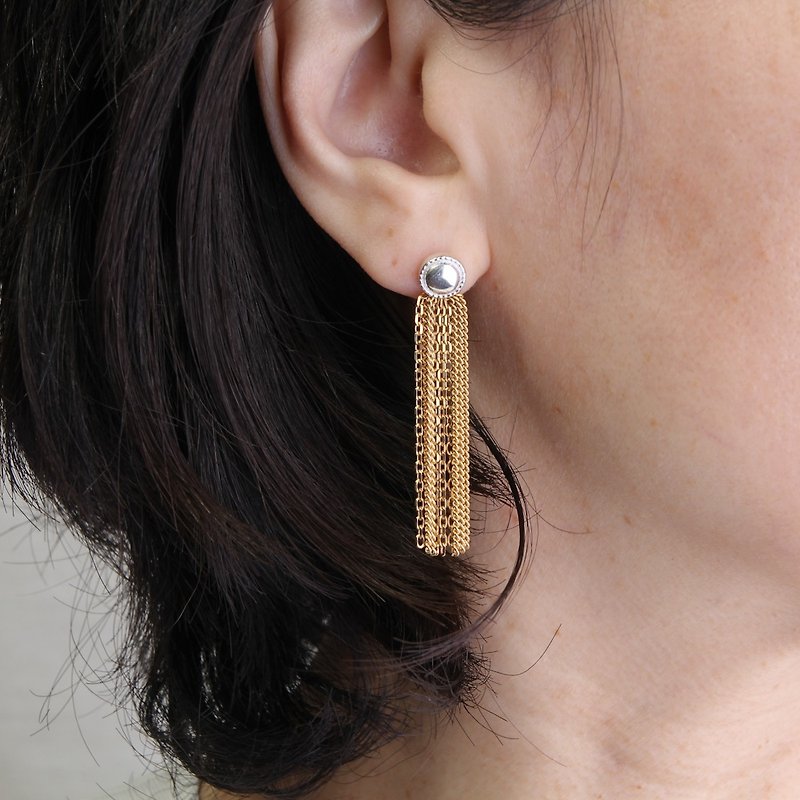 Beard-collection Earring charms M-Gold - ต่างหู - เงินแท้ สีทอง