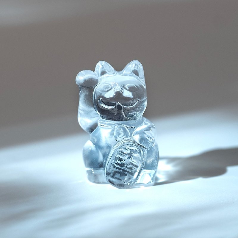 3cm Lucky Cat Buff - Transparent - ของวางตกแต่ง - เรซิน 