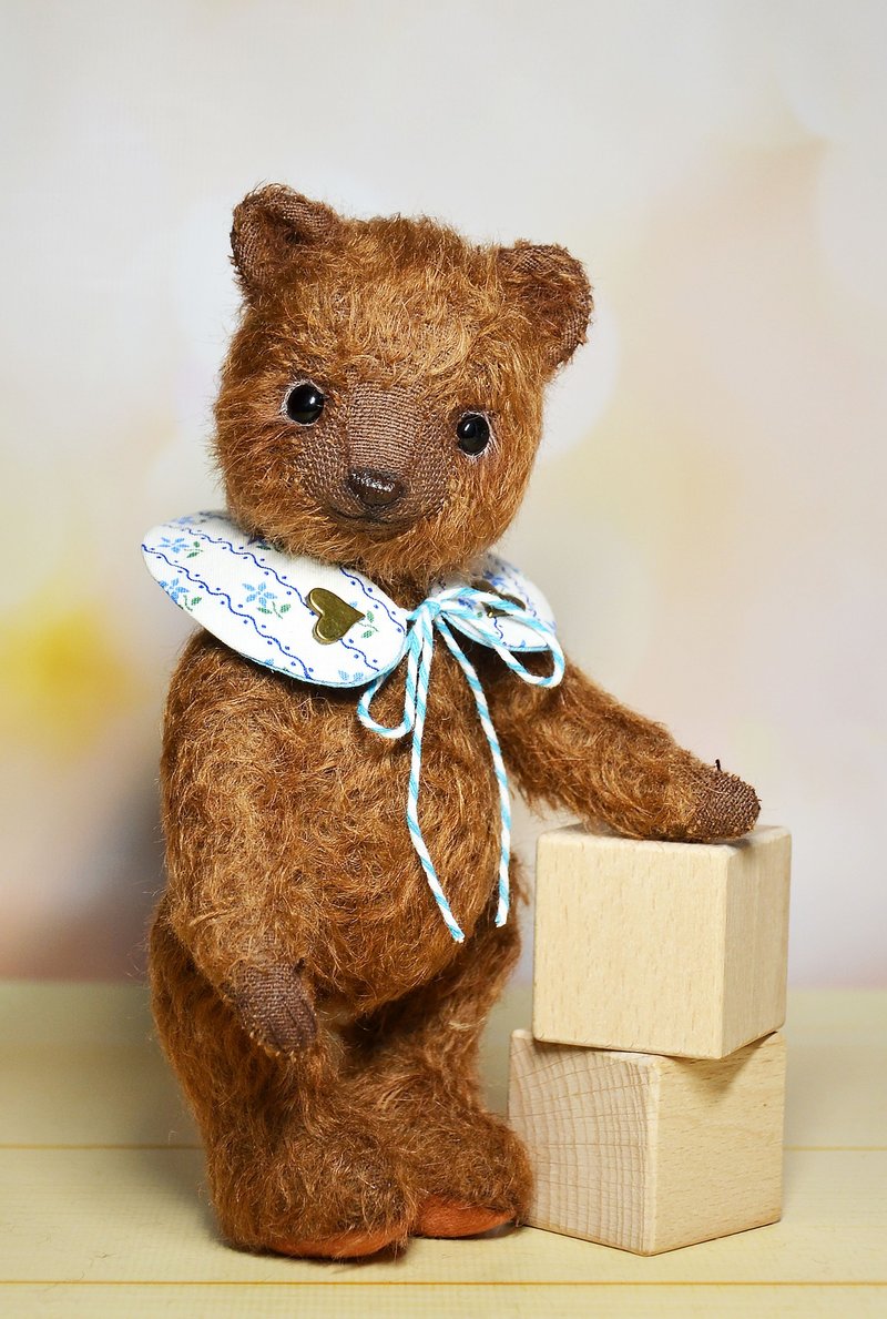 Vintage mohair teddy bear toy classic teddy bear - 玩偶/公仔 - 其他材質 咖啡色