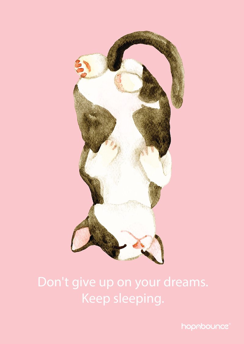 貓貓 貓咪 水彩 手繪 插畫 複製畫 海報 - 海報/掛畫/掛布 - 紙 粉紅色
