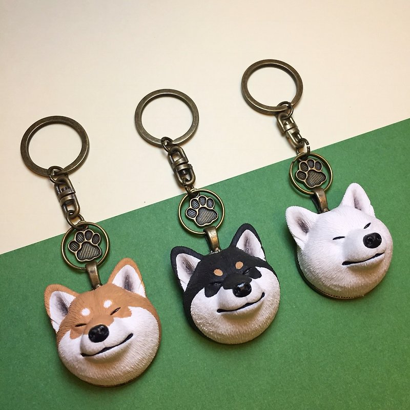 Q version Shiba Inu key ring / three expressions [free printing Chinese and English numbers are available] - ที่ห้อยกุญแจ - เรซิน หลากหลายสี