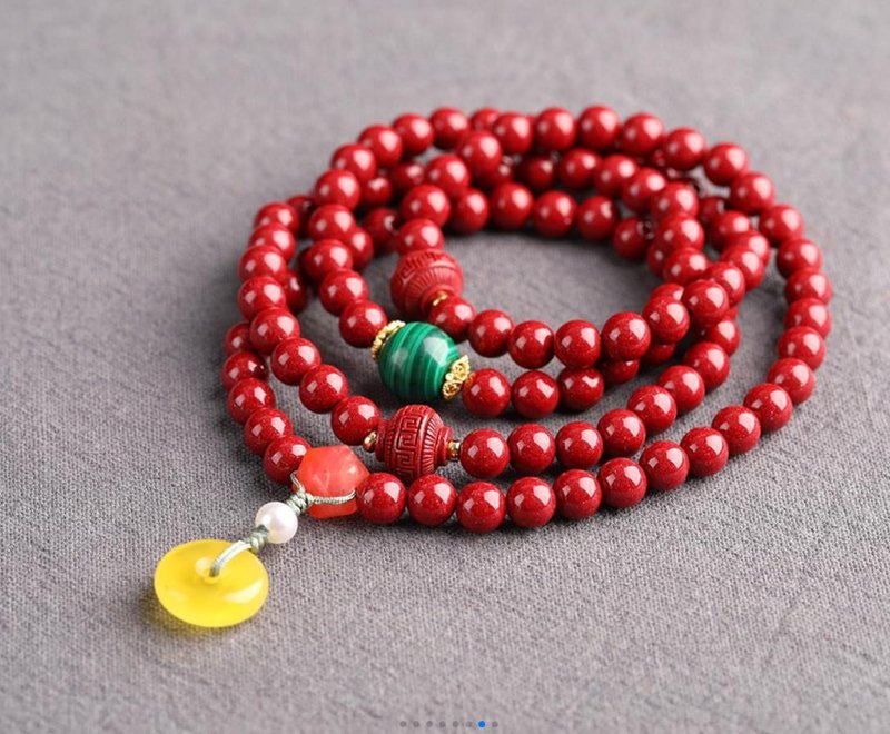 天然原礦硃砂紫金砂手鏈 硃砂量95%以上 活血美容 化太歲 保平安 - 手鍊/手環 - 寶石 