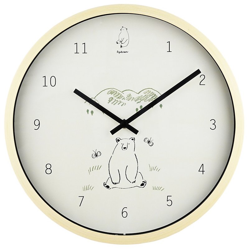 Sylvan Ningle Wall Clock-Big White Bear - นาฬิกา - ไม้ สีนำ้ตาล