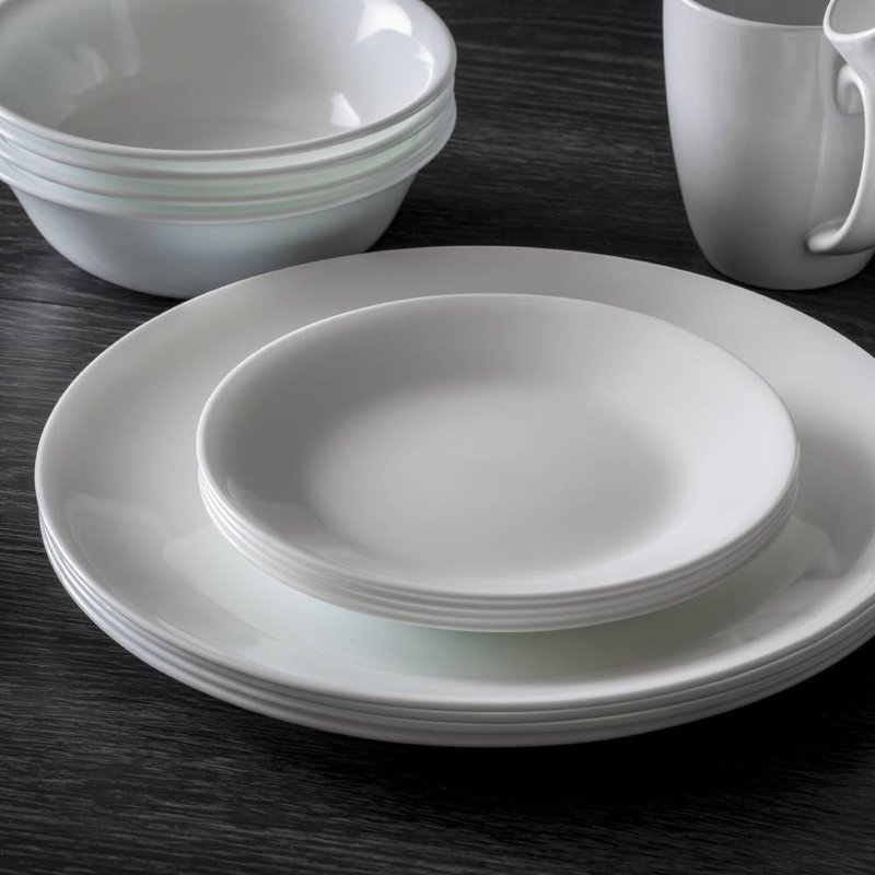 【Corning Tableware】Pure White Series Dinner Plate - จานและถาด - แก้ว ขาว