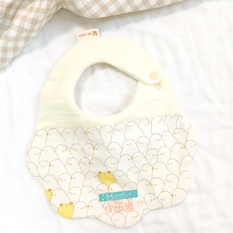 Millet chicken. Bib without hemming (name can be embroidered) - Bibs - Cotton & Hemp Yellow