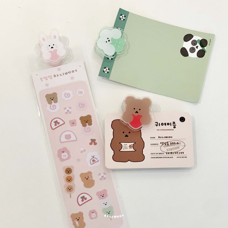 acrylic stationery tongs set (3 chanibear 1 set) - 其他 - 壓克力 粉紅色