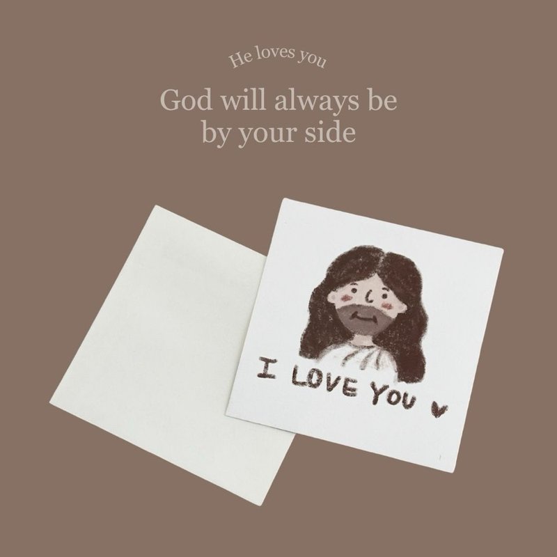 JIN CHA GOD-square card + envelope I love you hand-painted Jesus card/Christ/Culture and Creativity - การ์ด/โปสการ์ด - กระดาษ 