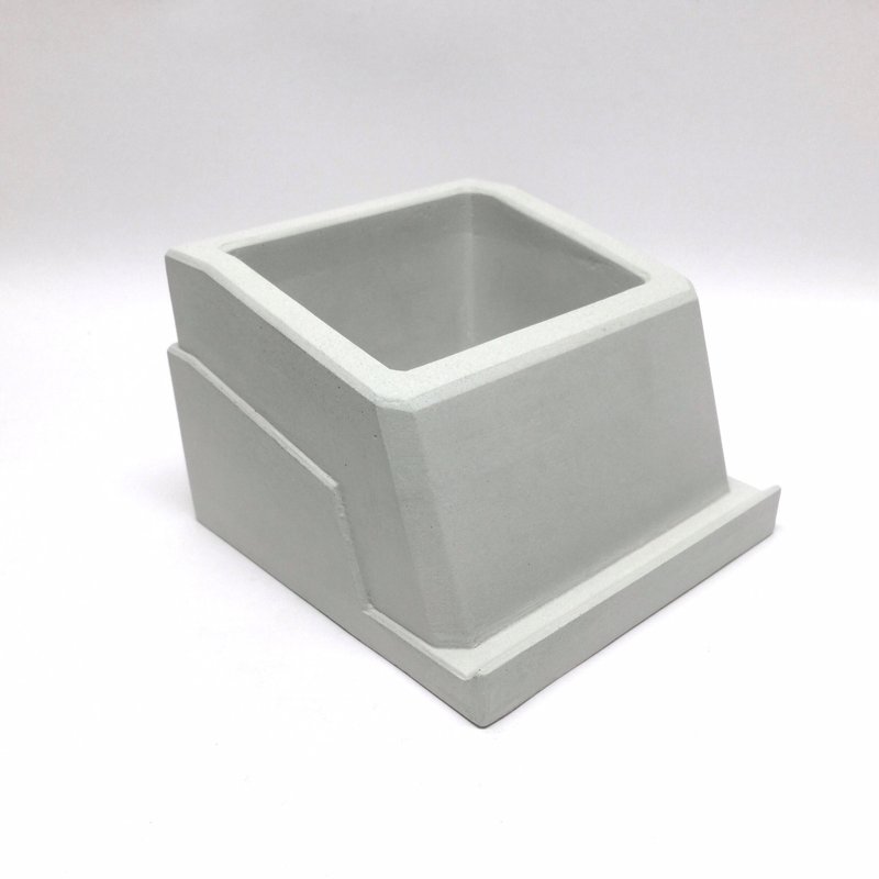 Single hole geometric Cement business card holder - Plants - Cement Gray