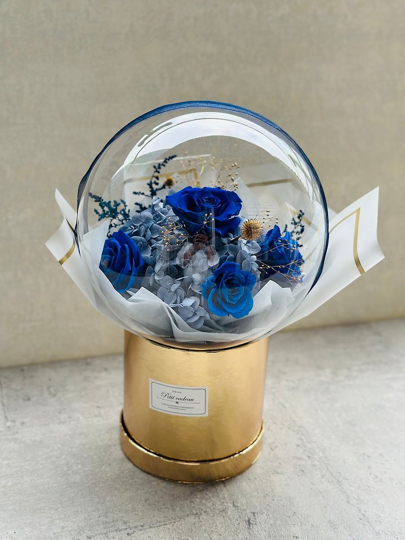 Dark blue wave ball flower ceremony - ช่อดอกไม้แห้ง - พืช/ดอกไม้ สีน้ำเงิน