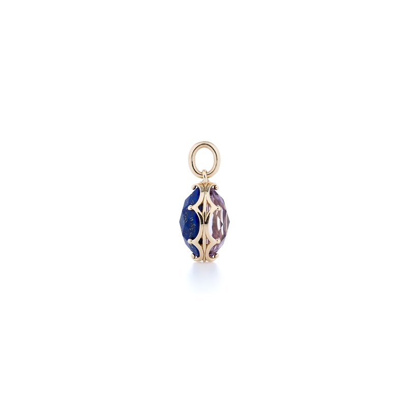 【sowi】Lapis x Pink Amethyst Charm - Earrings & Clip-ons - Other Metals Gold