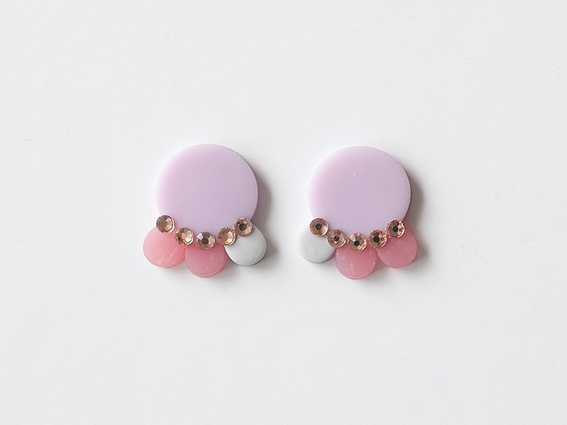 Limited / earring with earrings / earrings - Earrings & Clip-ons - Clay Pink
