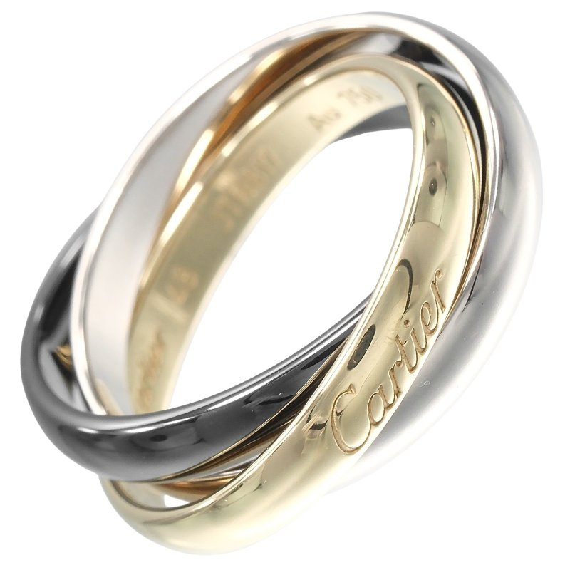 【日本直送】カルティエ リング トリニティ 8.5号 指輪 2.8mmバンド K18YG WG セラミック 約5.6g CARTIER【中古】Aランク - 戒指 - 貴金屬 金色