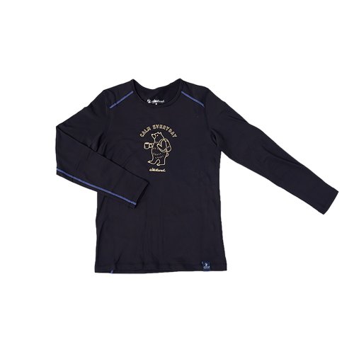 Wildland荒野戶外 【Wildland 荒野】輕能量纖維親膚保暖衣 中童 0B12666-54 黑色