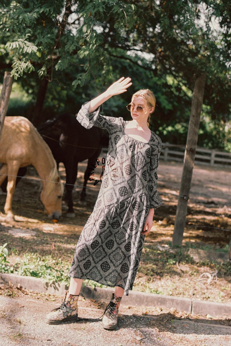 MYSTIC DRESS / BLACK PAISLEY / S - 洋裝/連身裙 - 其他材質 