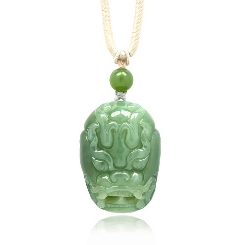 正佳珠寶 Gemsrich Jewelry 【正佳珠寶】和田碧玉 頂級老礦 33.7g 玉鬼頭吊墜 可調式棉繩