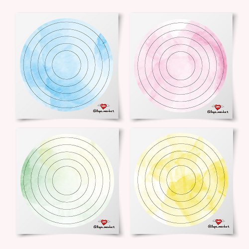 LOPO 1 set of watercolor circular cut line stickers in 4 colors