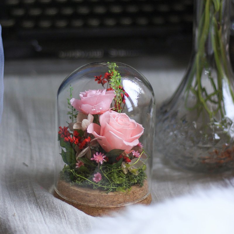 Immortal flower glass cover cup to follow the enthusiasm custom-made non-withering flower rose flower ceremony dry flower - ช่อดอกไม้แห้ง - พืช/ดอกไม้ หลากหลายสี