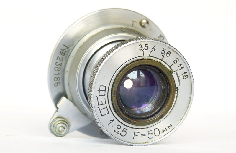 FED 3.5/50 USSR collapsible silver lens rangefinder M39 mount Leitz Elmar copy - 相機/拍立得/底片相機 - 其他材質 銀色