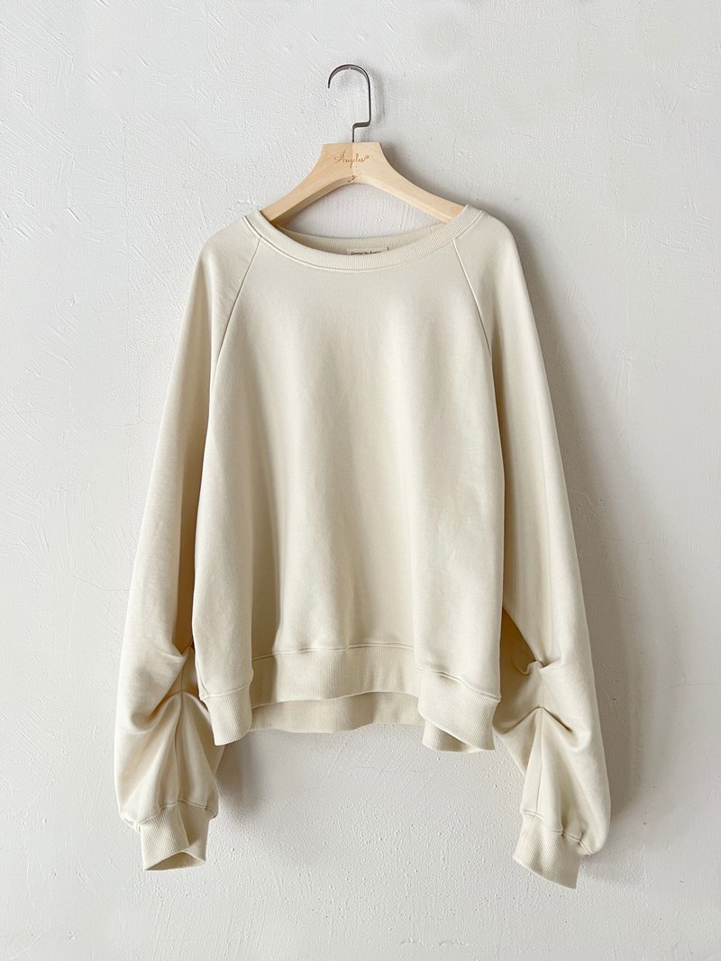 COMOYO Shape Cuff Crew Neck Top (3 Colors) - เสื้อผู้หญิง - ผ้าฝ้าย/ผ้าลินิน 